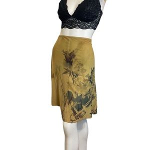 Vintage Y2K Tan Faux Suede FairyCore Graphic Skirt Sz L